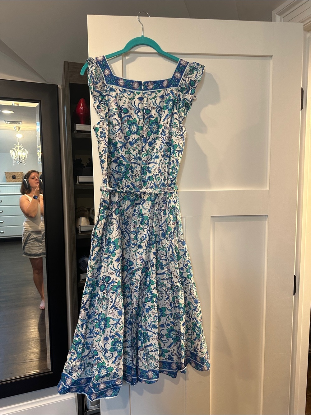 Talbots Blue and White Floral Midi Dress - Picture 3 of 4